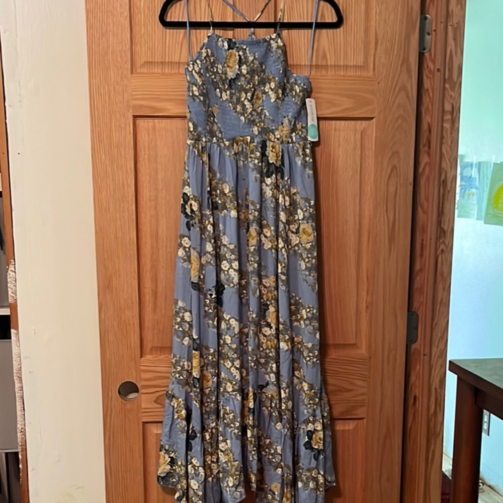 Free People Heat Wave Maxi Dress in Blue and Yellow